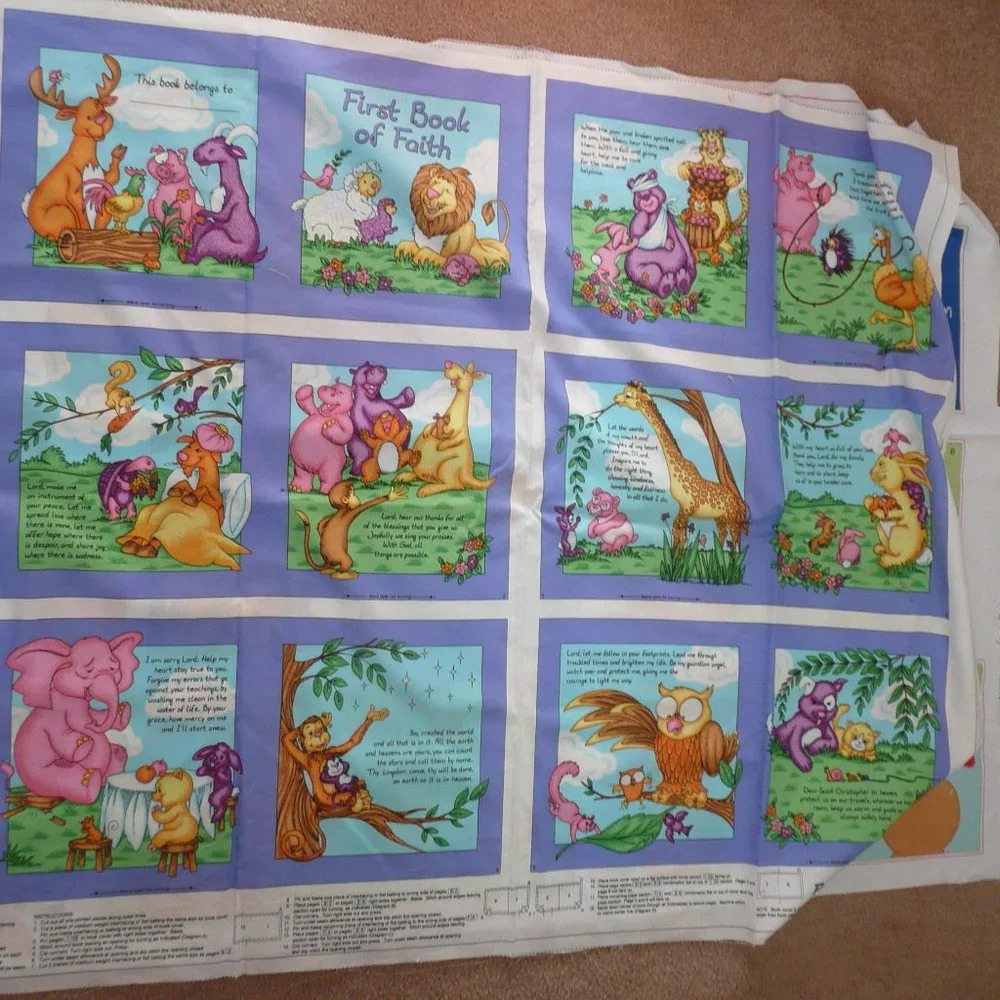 Cranston 'First Book of Faith' Cotton Fabric Panel Cut & Sew Quilting Sewing